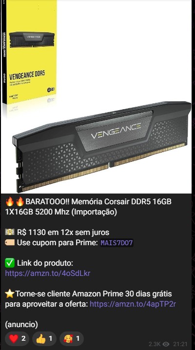 Oferta Memória Corsair DDR5