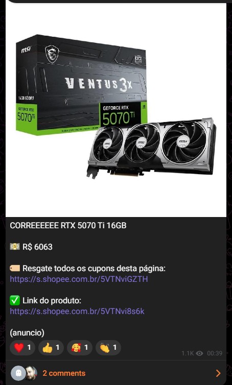 Oferta MSI RTX 5070 Ti