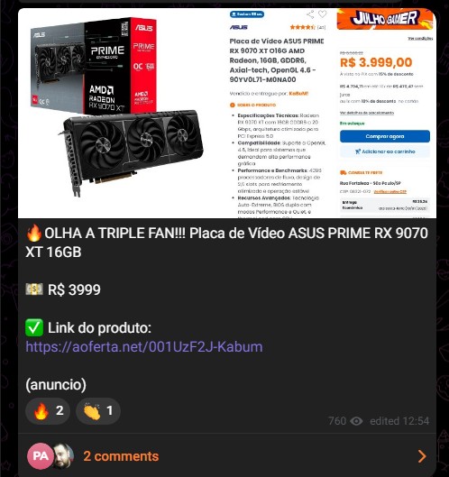 Oferta ASUS RX 9070 XT